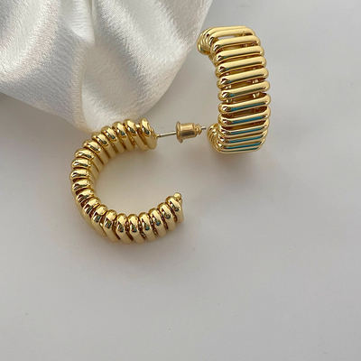 S925纯银镀18k金c型耳圈欧美