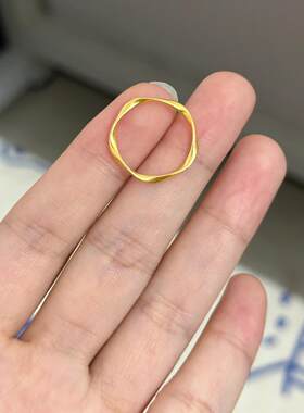 18k金色莫比乌斯环戒指仿真黄金