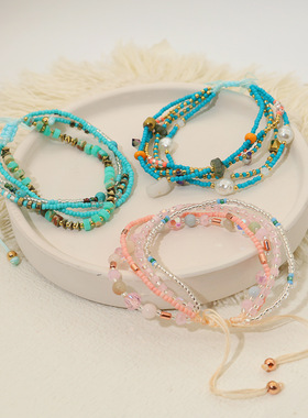 民族风复古手工串珠编织手环