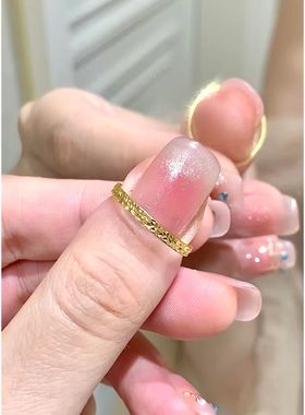 爆闪碎碎冰碎金戒指女网红爆款