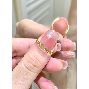 爆闪碎碎冰碎金戒指女2025网红爆款满天星闪高级感18k金素圈指环
