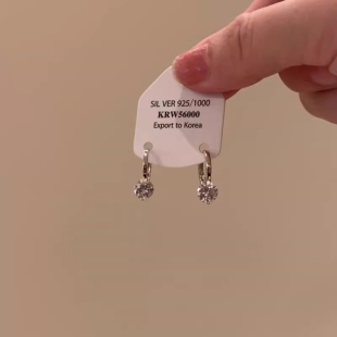 s925纯银爆闪锆石耳钉耳饰女精致耳扣2025新款 高级感轻奢耳环 爆款