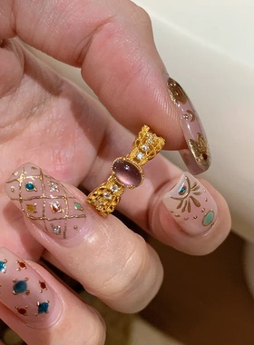 如蝶在野韵味紫色蕾丝古法戒指