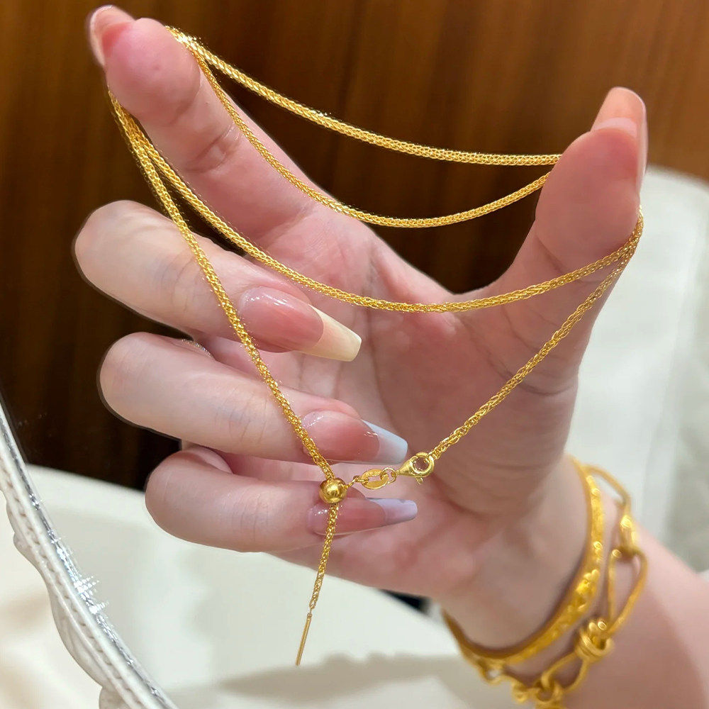 18K金色项链肖邦链女黄金色