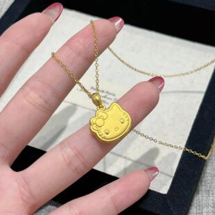 hello kitty可爱卡通kt猫项链黄金色显白百搭少女心锁骨链不掉色