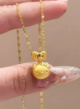 不掉色HelloKitty黄金色吊坠