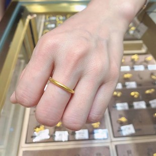 古法传承纯手工仿真黄金素圈戒指女18k金指环素戒高级感精细款