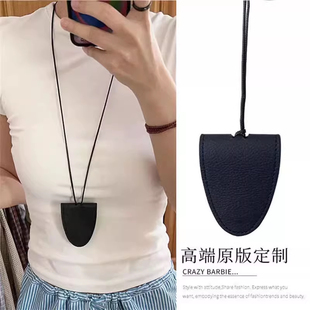 男女款皮质长款项链韩国ins包包吊坠配饰挂脖便携眼镜包毛衣链潮