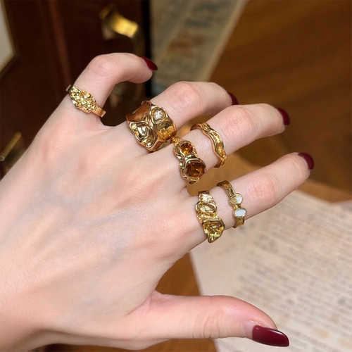 Vintage古着金色开口戒指套装女