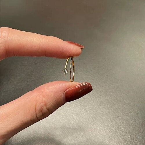 自制S925通体纯银镀14K金戒指女
