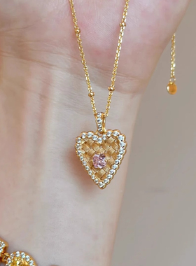 中古vintage小香风麦穗爱心项链