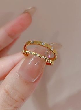 定制款！不掉色钛钢微镶小钻戒指