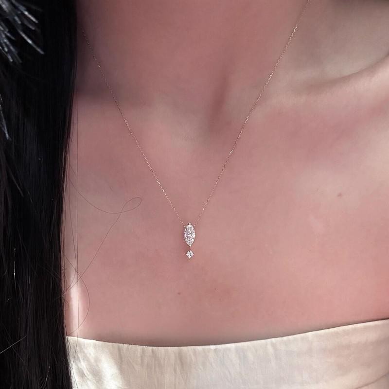 S925纯银莫桑马眼石吊坠项链女