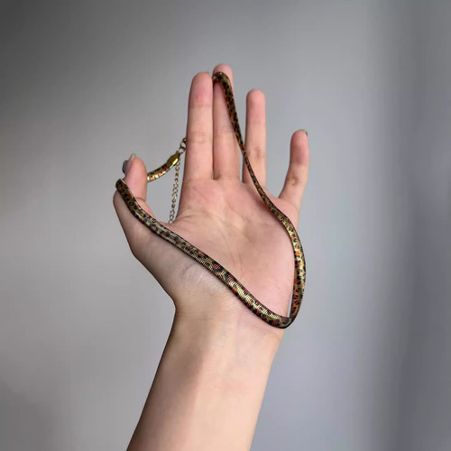 朋克欧美风金色灵蛇蛇骨项链小众