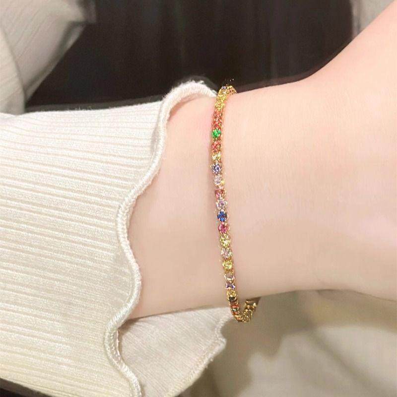 彩色锆石抽拉式手链女轻奢小众