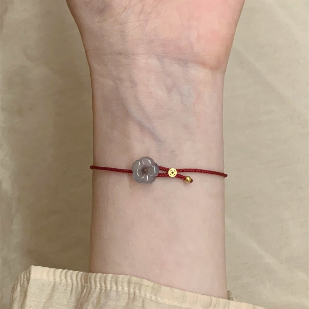 新中式花朵钱币红绳手链女本命年国风新年显白手绳送礼物精致手饰