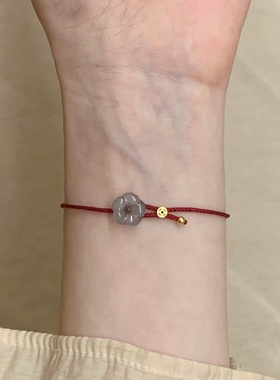 新中式花朵钱币红绳手链女本命年