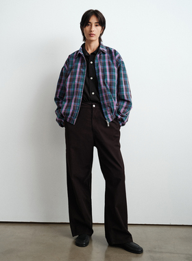 WHIMIN 日本色织格纹轻薄哈灵顿外套夹克男女同款