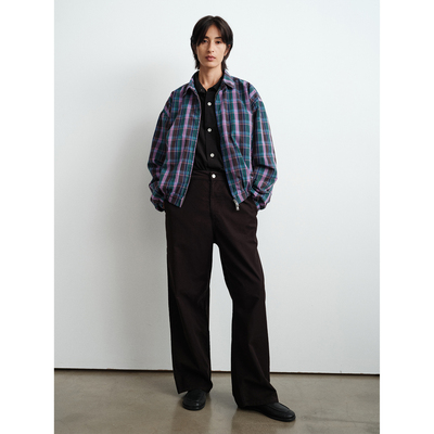 WHIMIN日本色织格纹哈灵顿夹克