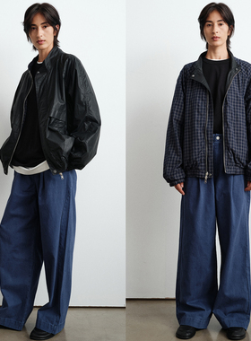 WHIMIN 肌理感高密涂层棉双面复古外套夹克男女同款