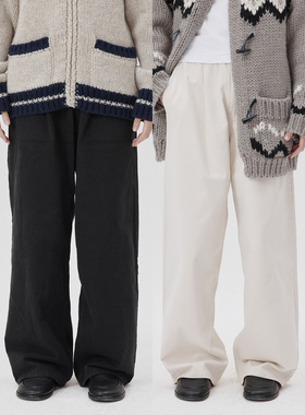 WHIMIN 麂皮触感磨毛水洗直筒垂感长裤休闲裤男女同款