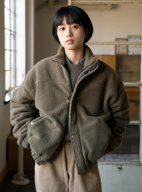 WHIMIN 复古摇粒绒拉链短款外套男女同款