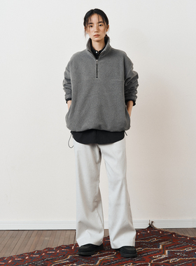 WHIMIN 宽松休闲摇粒绒套头拉链卫衣男女同款