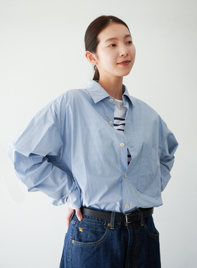 WHIMIN SUPIMA匹马棉盐缩水洗长袖衬衫男女同款宽松易打理衬衣