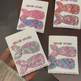 儿童人鱼公主发夹小女孩鱼尾亮片BB夹发卡甜美宝宝刘海侧边碎发夹