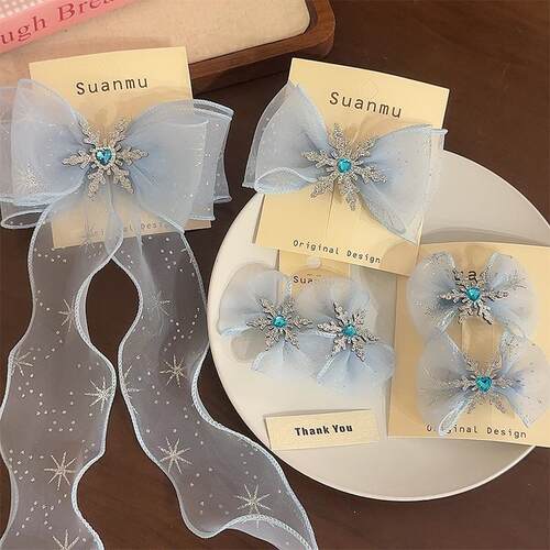 冰雪儿童发夹雪花蝴蝶结