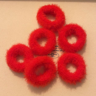 儿童毛绒红色发圈新年红色头绳女孩宝宝扎马尾皮筋小号高弹不伤发