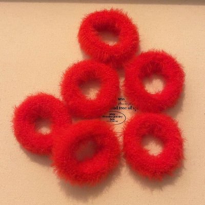 儿童新年风女孩红色毛绒发圈头绳