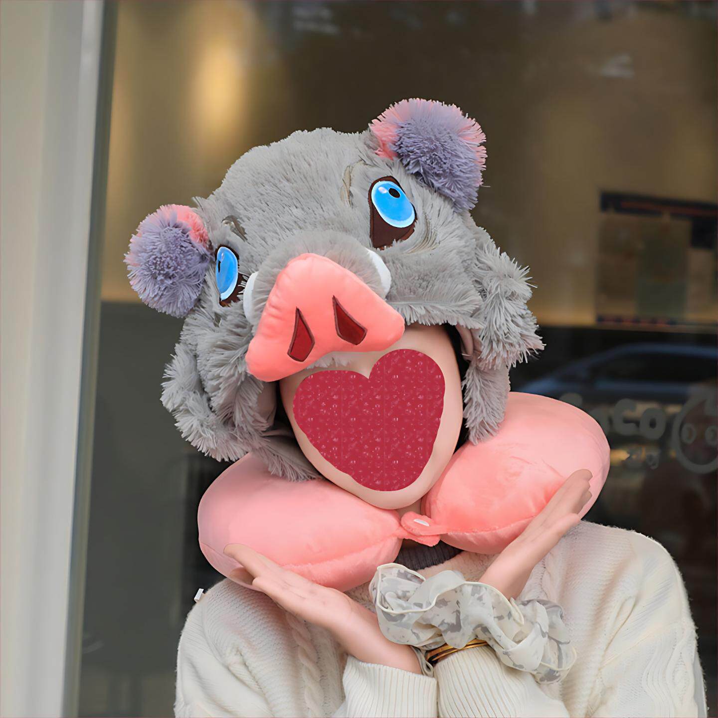 鬼灭之刃猪头连帽U型枕聚会装饰