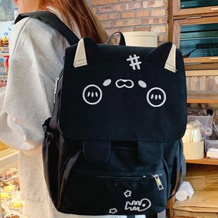 卡通日系可爱猫咪初中生小众高颜值背包女生书包2025新款高中生高颜值耐脏防水结实大容量耐用女双肩背包