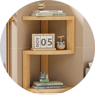 转角书架桌面置物架桌上隔板收纳架木质多层架子书房拐角收纳架