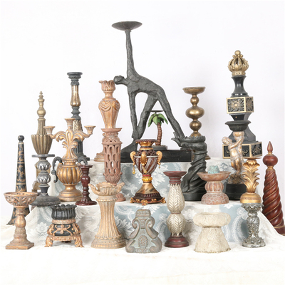 欧式复古做旧树脂蜡烛烛台摆件