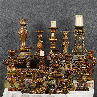 欧式复古做旧树脂蜡烛烛台