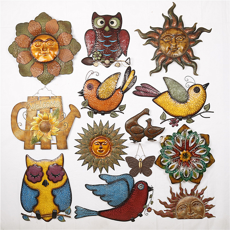 美式复古做旧铁艺太阳壁饰家居民宿清吧客厅庭院墙体创意装饰道具,家居饰品,壁饰,淘宝优惠券,粉丝福利购,淘宝优惠卷