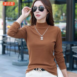 打底衫女半高领春秋冬长袖修身T恤新款中高领白搭上衣高品质女装