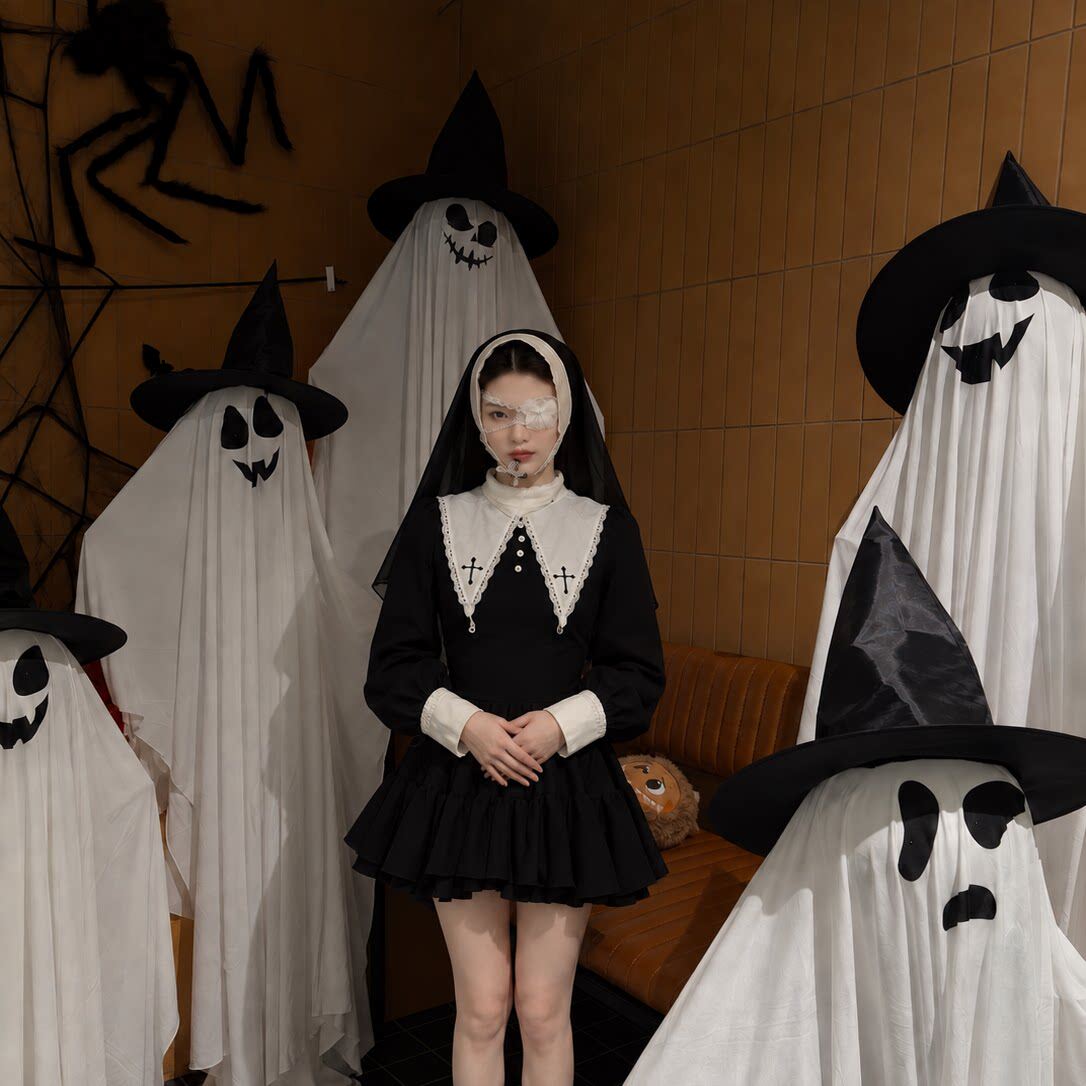【邪恶修女】万圣节穿搭cos服哥特风恐怖连衣裙成人女万圣节服装
