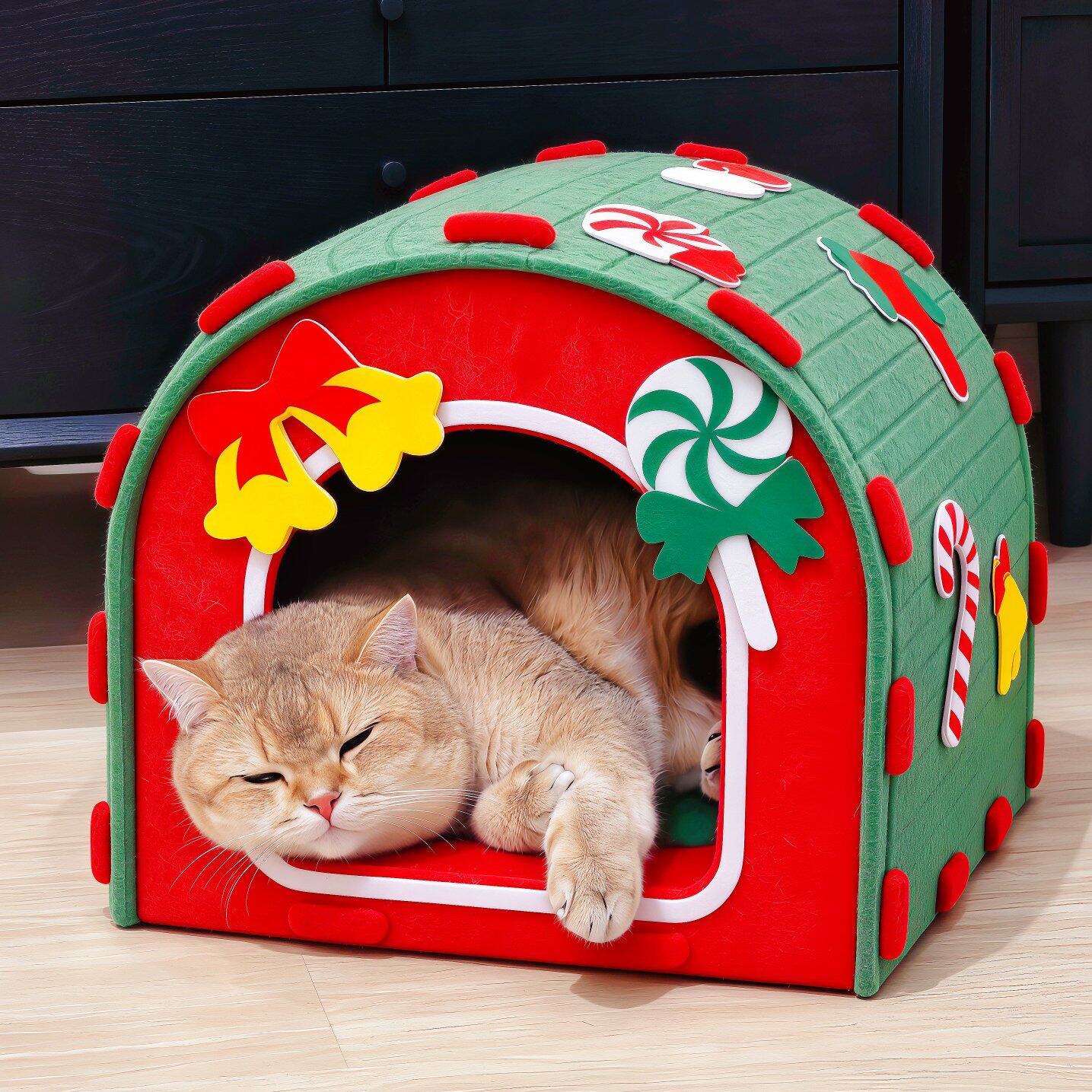 叮叮！圣诞节限定猫窝半封闭式感毛毡窝猫狗圣诞装饰宠物别墅