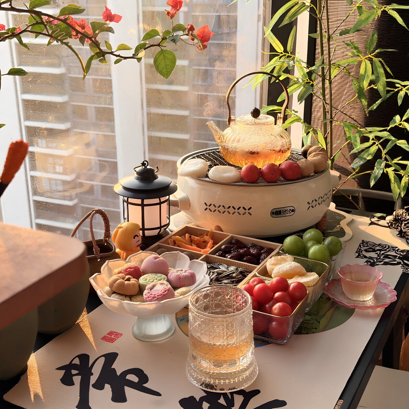 【送旋转杯垫】围炉煮茶杯子旋转酒杯茶杯玻璃杯加厚水杯转转酒杯