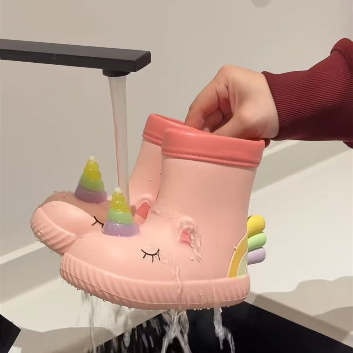 卡通独角兽雨鞋儿童女孩可爱雨靴女童防水防滑软底水鞋不累脚胶鞋