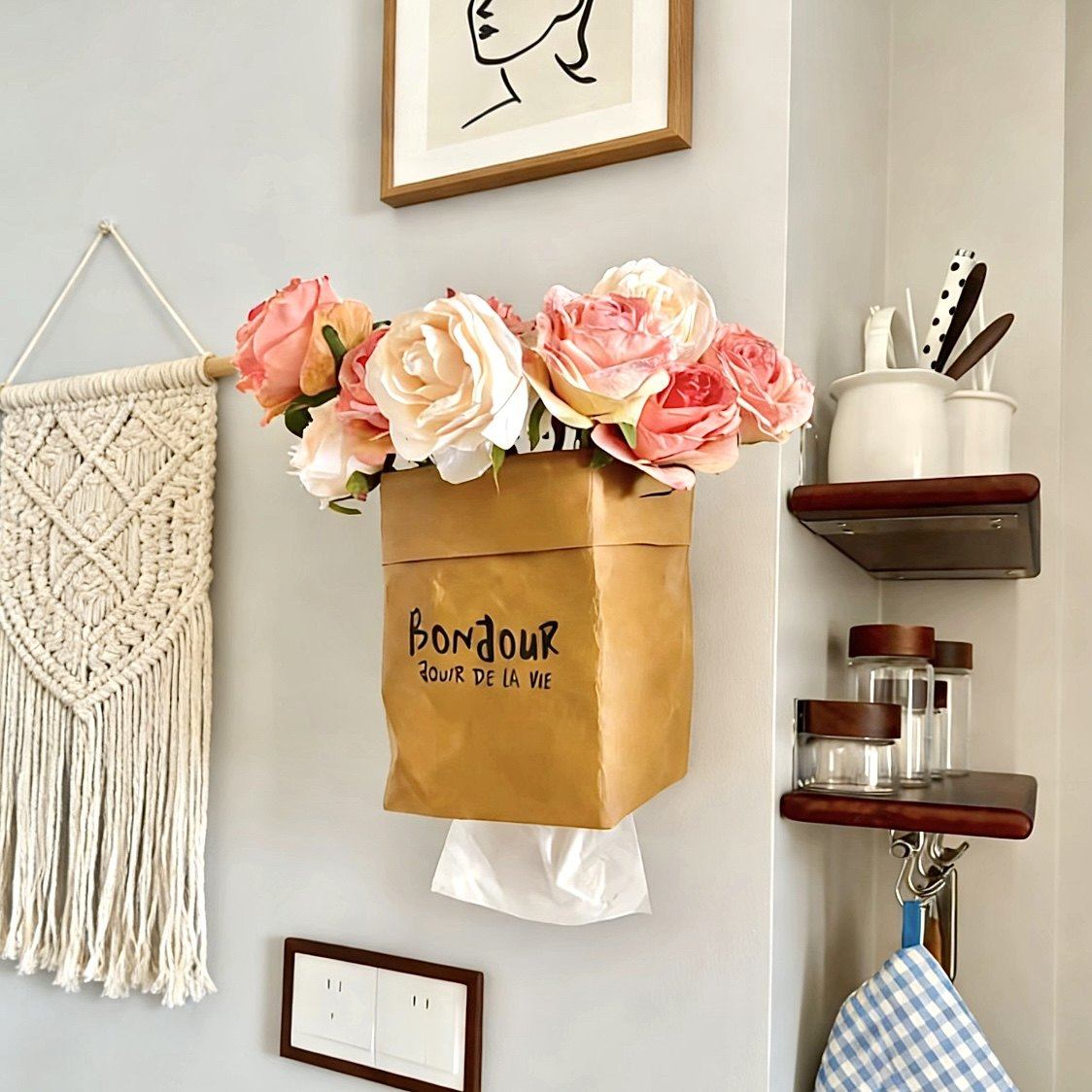 【自制浪漫纸巾盒】创意diy假花纸巾盒氛围感家居温馨创意纸巾盒,收纳整理,纸巾盒,淘宝优惠券,粉丝福利购,淘宝优惠卷