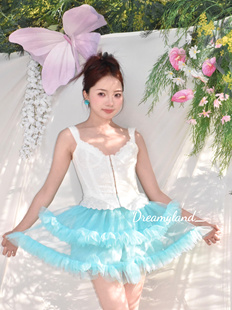 【现货】25春夏网纱蛋糕蓬蓬裙芭蕾风少女感纯色短裙带安全裤