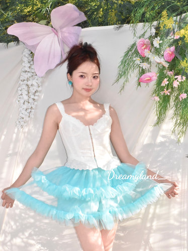 【现货】25春夏网纱蛋糕蓬蓬裙芭蕾风少女感纯色短裙带安全裤