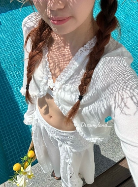 出游必入半裙！春夏新款法式复古蕾丝拼低腰蕾丝白色半身裙女长裙