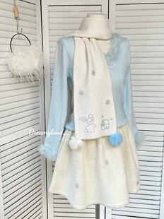 软糯冬日2025秋冬新款毛球烫钻围巾女保暖围脖可爱少女百搭