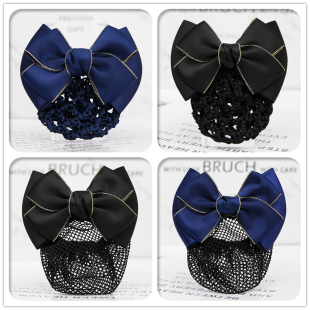 职业女头花发夹头饰发饰酒店空姐银行护士带盘发工作网兜妞吖饰品