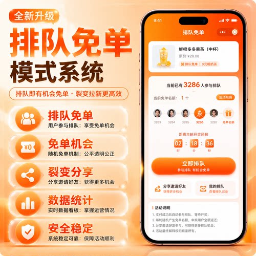 排队免单模式系统源码大单拆分共享股东异业联盟门店拓客软件制作